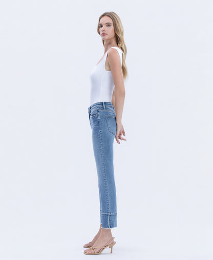 Left side product images of Urbane - High Rise Trouser Slit Hem Kick Flare Jeans