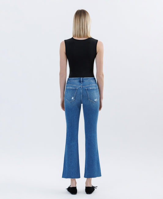 Back product images of Vibrantly - High Rise Raw Hem Bootcut Jeans