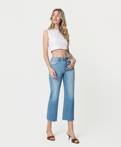Balanced - High Rise Raw Hem Crop Slim Wide Leg JeansRight side product images of 