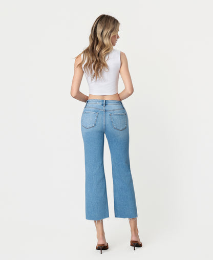 Back product images of Well Balanced - High Rise Raw Hem Crop Slim Wide Leg Jeans
