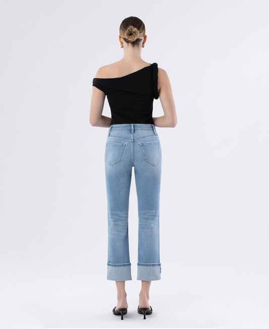 Back product images of Motivated - High Rise Distressed Cuffed Crop Slim Straight Jeans