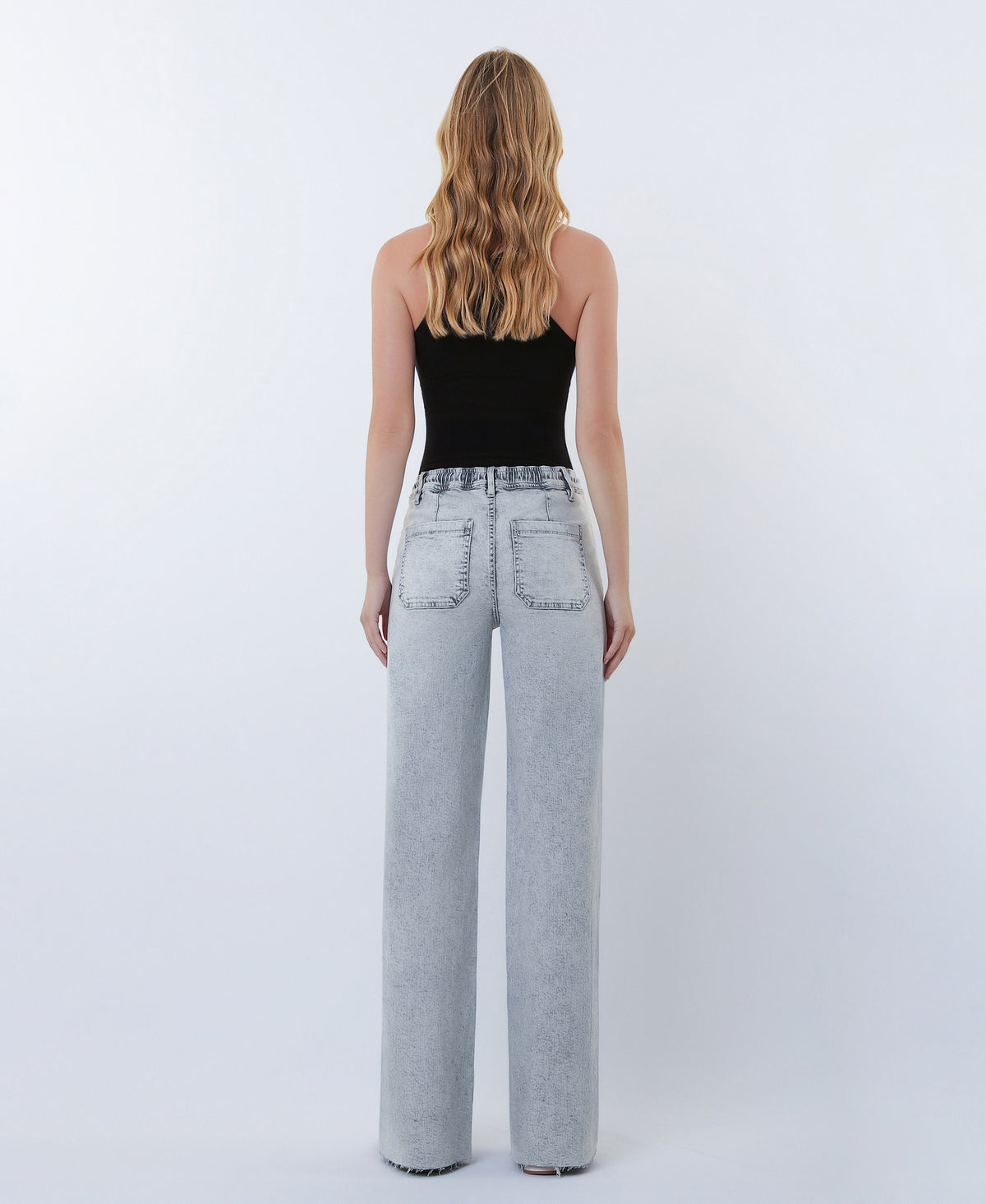 Back product images of Innovation- High Rise Utility Pocket Drawstring Wide Leg Jeans