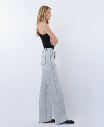 Right side product images of Innovation- High Rise Utility Pocket Drawstring Wide Leg Jeans