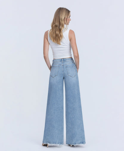 Back product images of Jollify - Super High Rise Drawstring Waist Palazzo Jeans