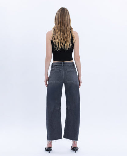 Back product images of Beachwood - High Rise Raw Hem Crop Utility Barrel Jeans