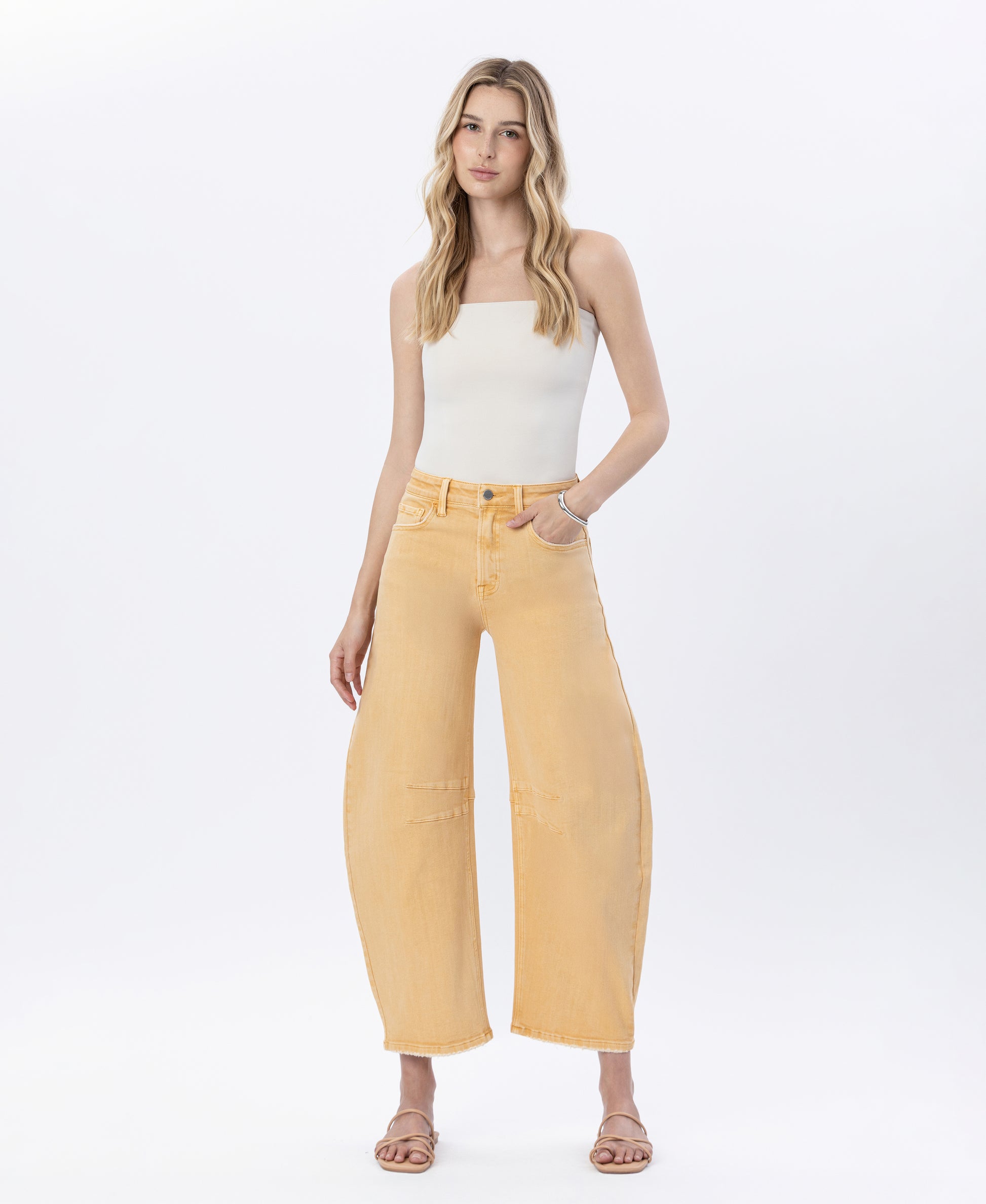 Front product images of Wheat - Super High Rise Horseshoe Jeans