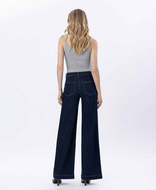 Back product images of Luminous Charm - High Rise Dart Detail Wide Leg Jeans