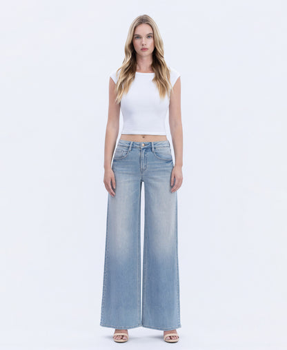 Front product images of Radiant Reflections - High Rise Full Length Palazzo Jeans