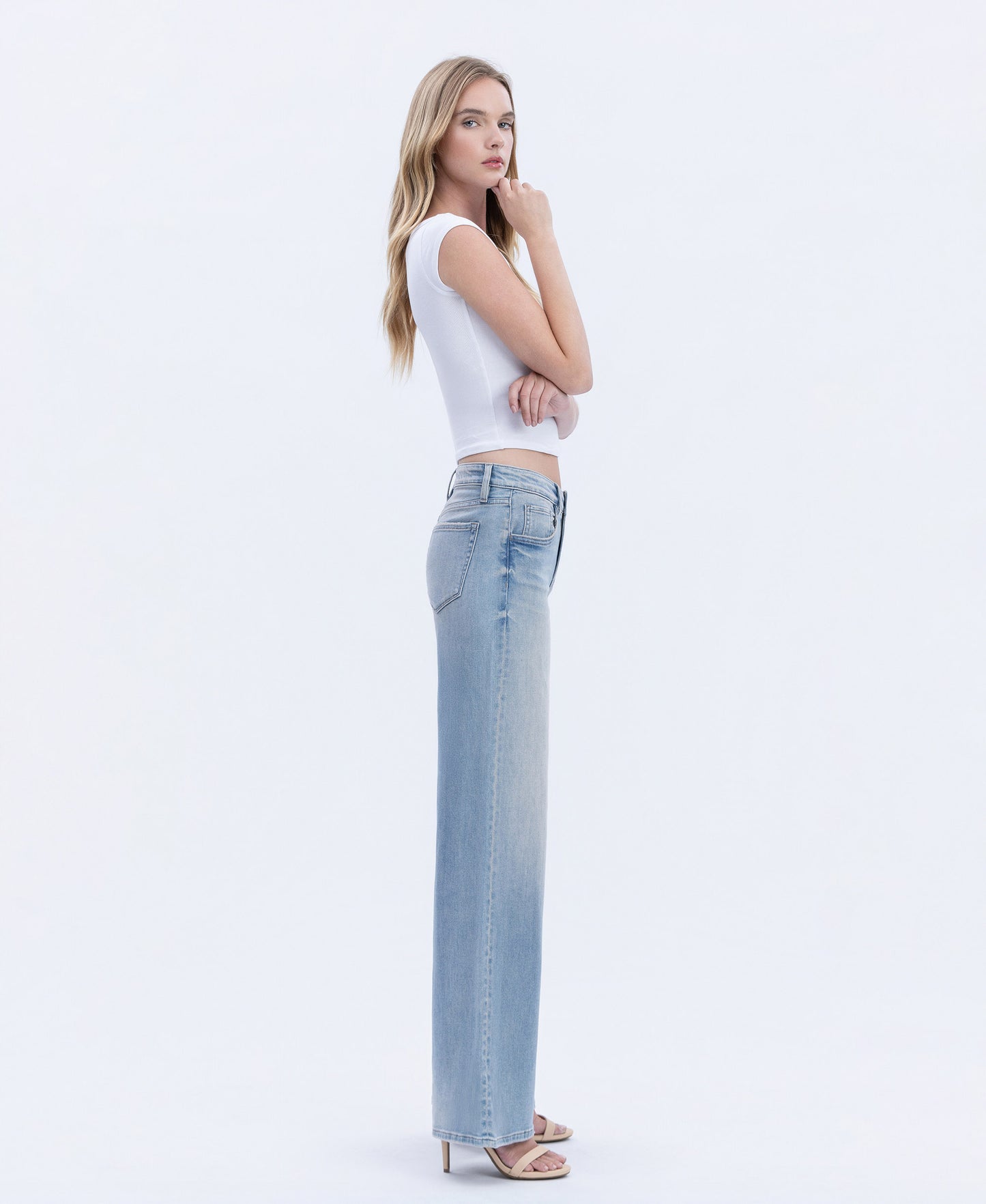 Right side product images of Radiant Reflections - High Rise Full Length Palazzo Jeans