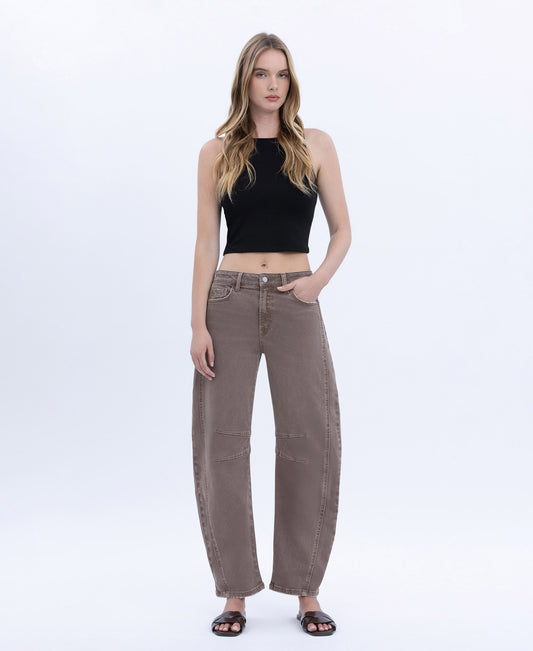 Front product images of Stone - High Rise Crop Barrel Jeans