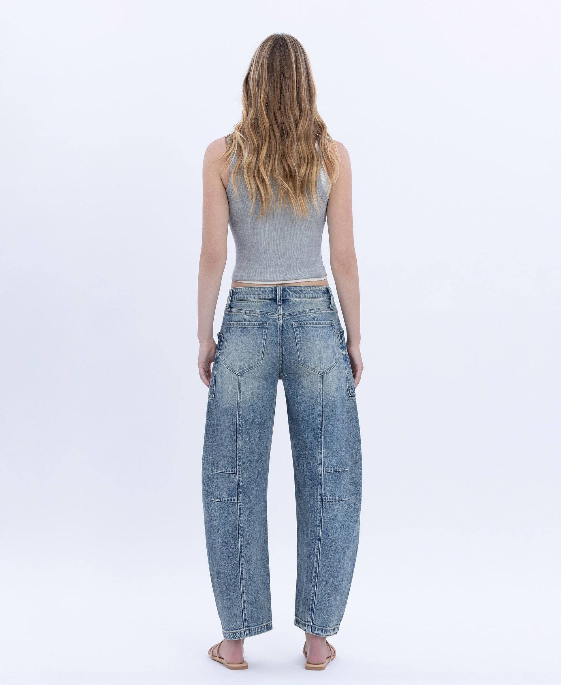 Back product images of Serene Lustre - High Rise Crop Dart Barrel Jeans
