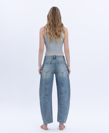 Back product images of Serene Lustre - High Rise Crop Dart Barrel Jeans