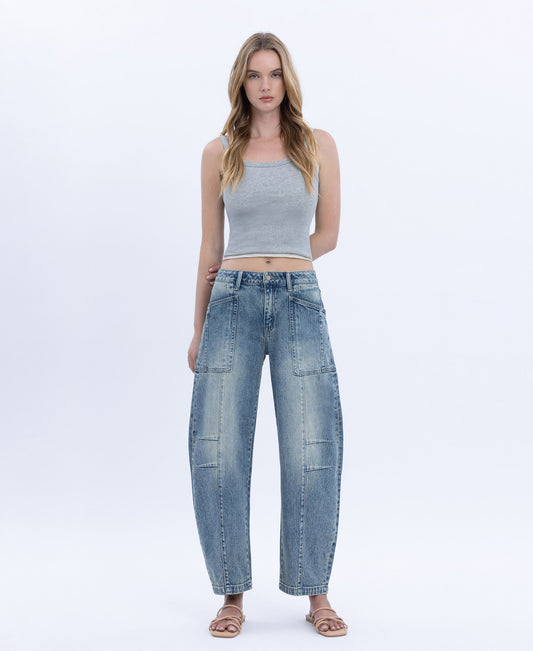Front product images of Serene Lustre - High Rise Crop Dart Barrel Jeans