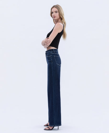 Left side product images of Harmonious Light - High Rise Full Length Wide Leg Jeans