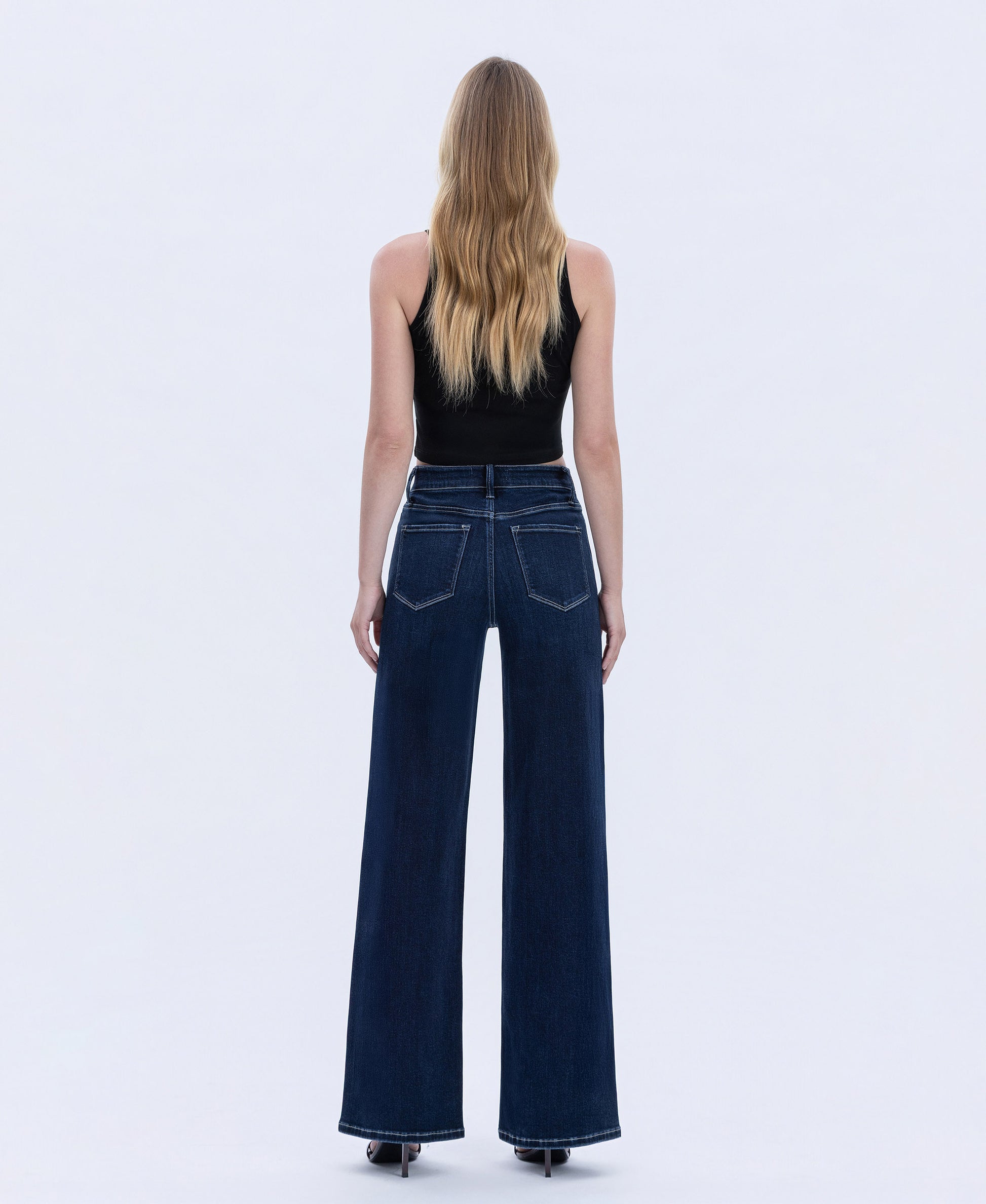 Back product images of Harmonious Light - High Rise Full Length Wide Leg Jeans