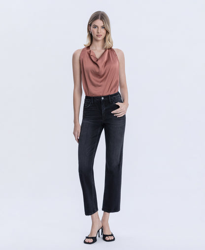 Front product images of Verdant Gleam - Mid Rise Ankle Straight Jeans