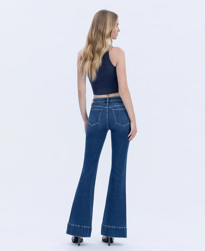 Back product images of Luminous Promise - High Rise welt Pocket Trouser Hem Flare Jeans