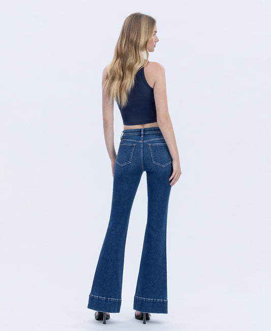 Back product images of Luminous Promise - High Rise welt Pocket Trouser Hem Flare Jeans