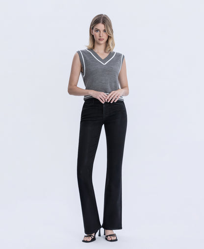 Front product images of Black - High Rise Full Length Coated Bootcut Jeans