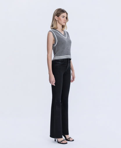 Right 45 degrees product image of Black - High Rise Full Length Coated Bootcut Jeans