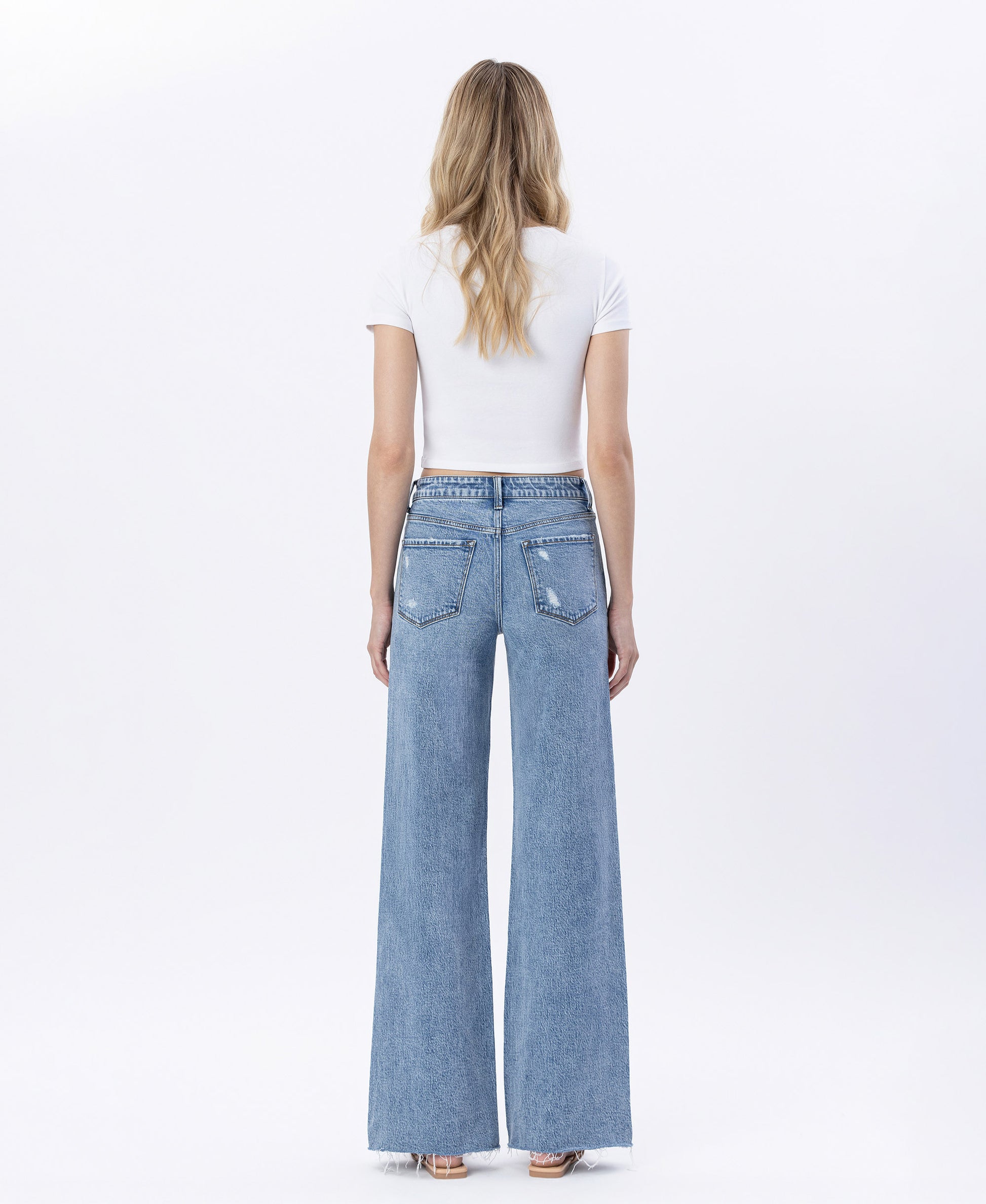 Back product images of Modernity - High Rise Raw Hem Wide Leg Jeans