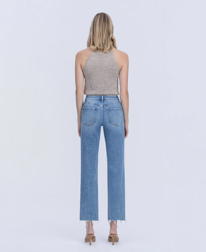 Back product images of Blue Snow - High Rise Distressed Detail Ankle Straight Jeans