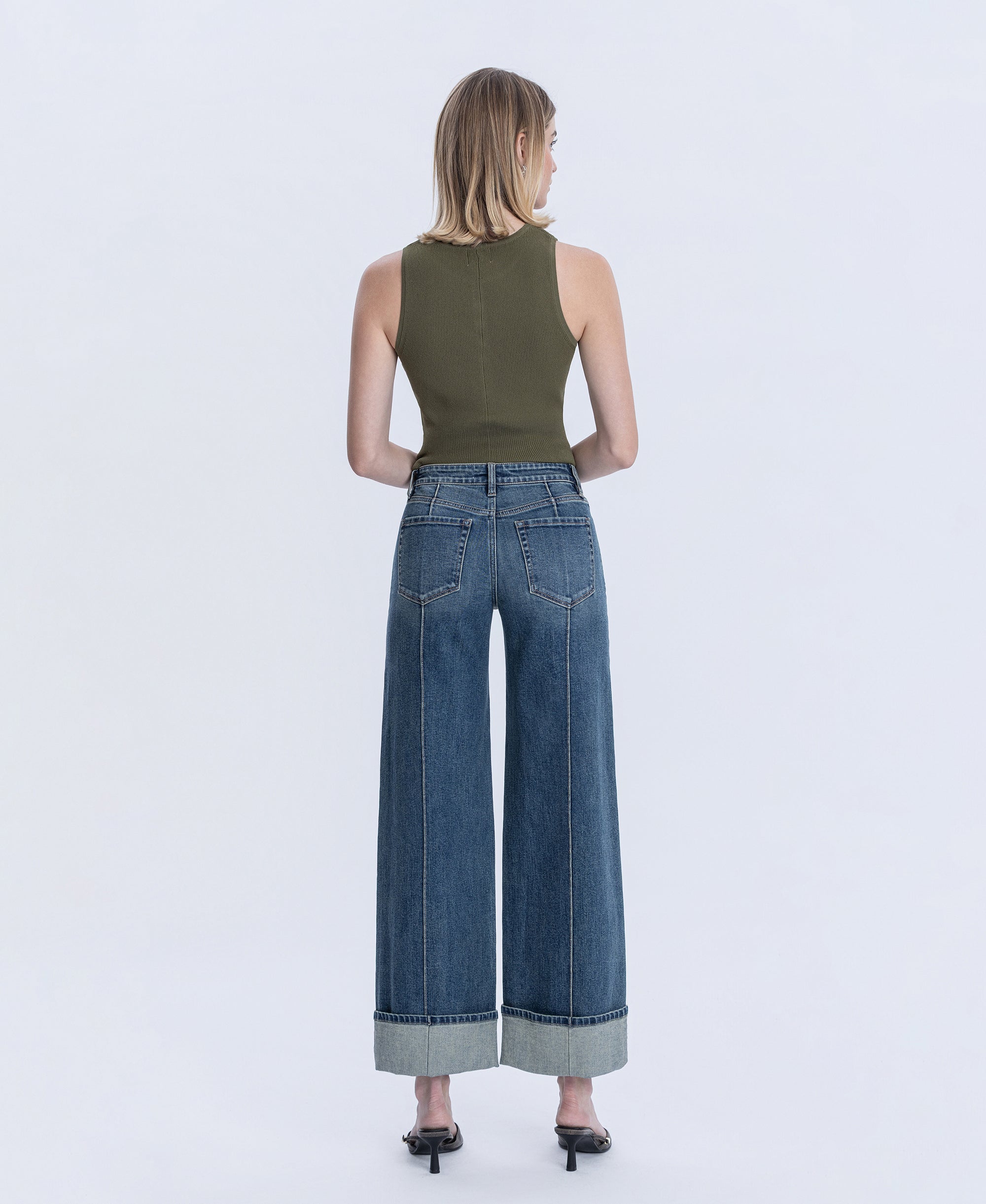 Flying Monkey Authenticity - Mid Rise Pin Tuck Cuffed Baggy Wide
