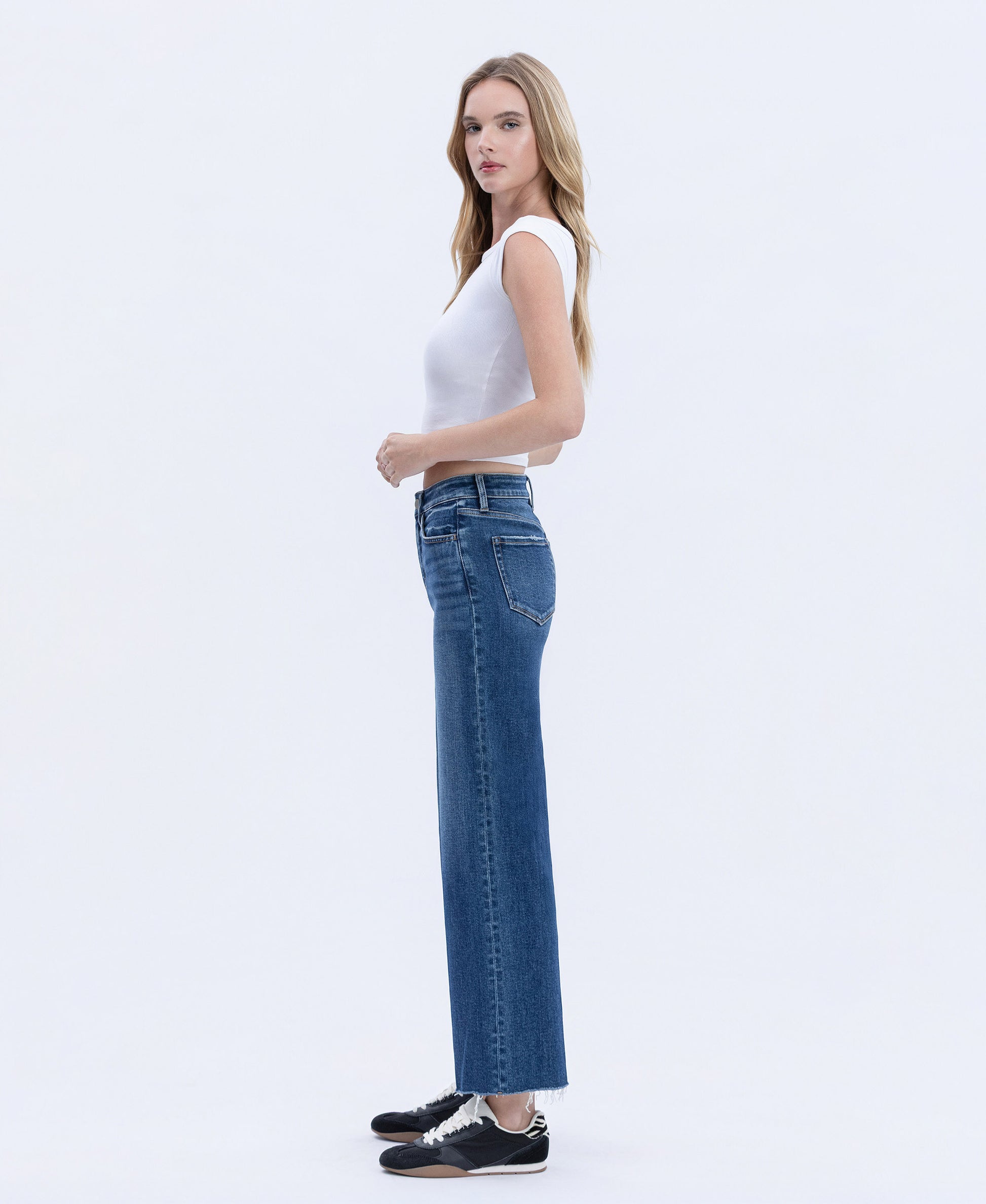 Left side product images of Rational - High Rise Trouser Press Wide Leg Jeans