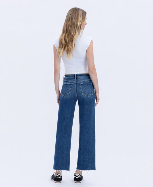 Back product images of Rational - High Rise Trouser Press Wide Leg Jeans