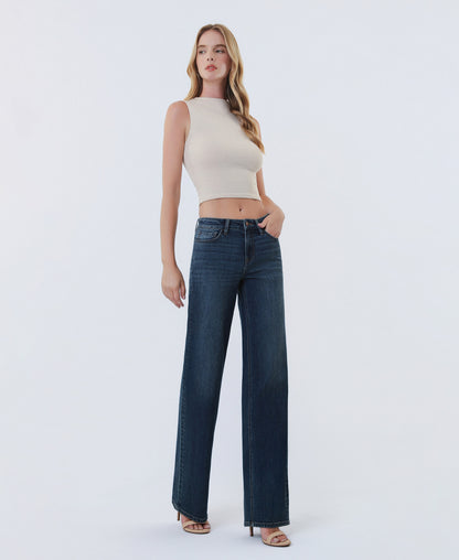 Right 45 degrees product image of Spellbound - Mid Rise Full Length Wide Leg Jeans