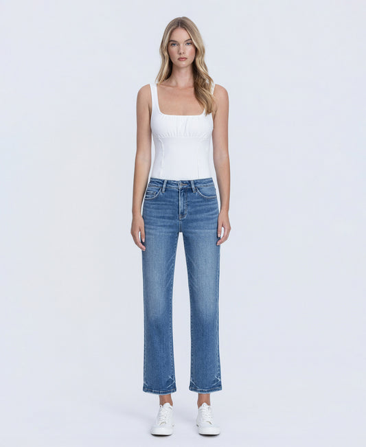 Front product images of Intertwined - High Rise Crop Straight Jeans