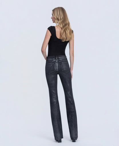 Back product images of Black - High Rise Metallic Coated Bootcut Jeans