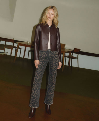 Leopard - High Rise Slim Wide Leg Jeans