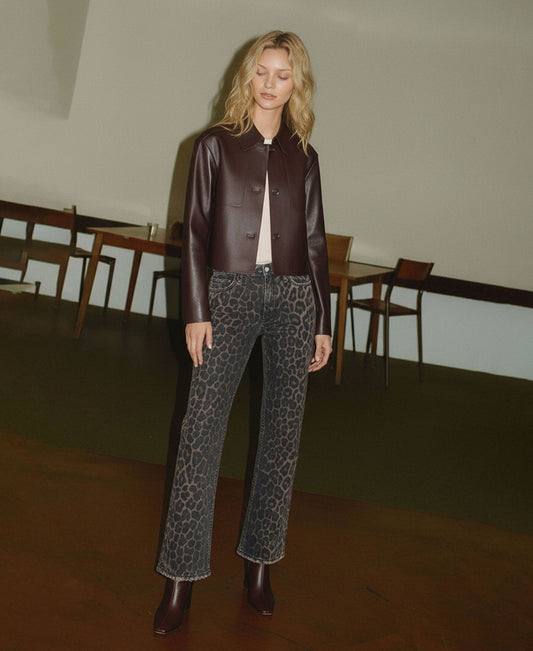 Leopard - High Rise Slim Wide Leg Jeans