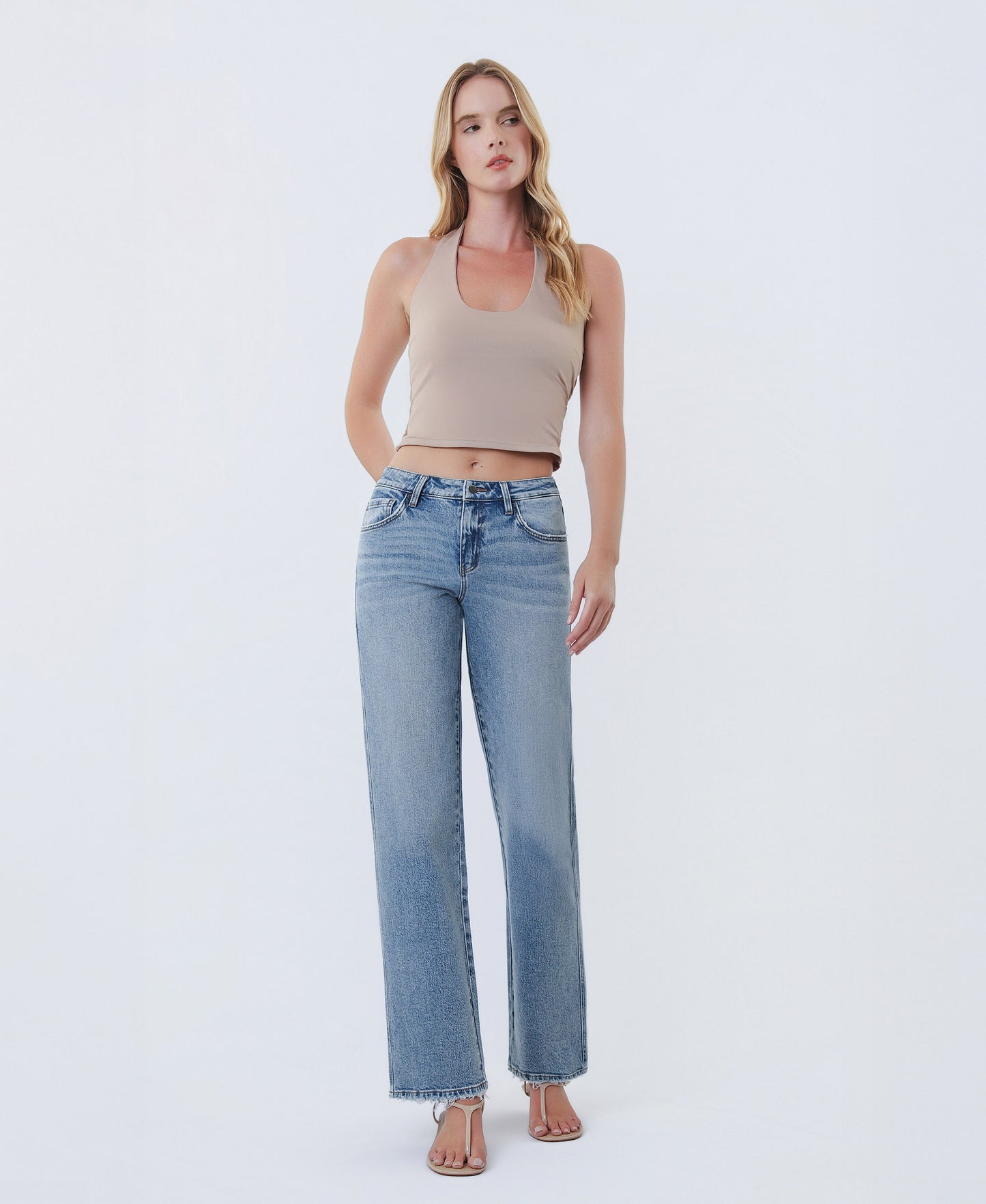 Front product images of Blue Luster - Mid Rise Slim Wide Leg Jeans 