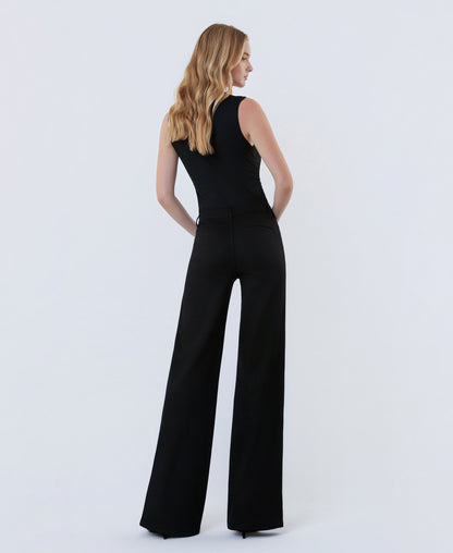 Back product images of Black - High Rise Trouser Pressed Wide Leg Jeans