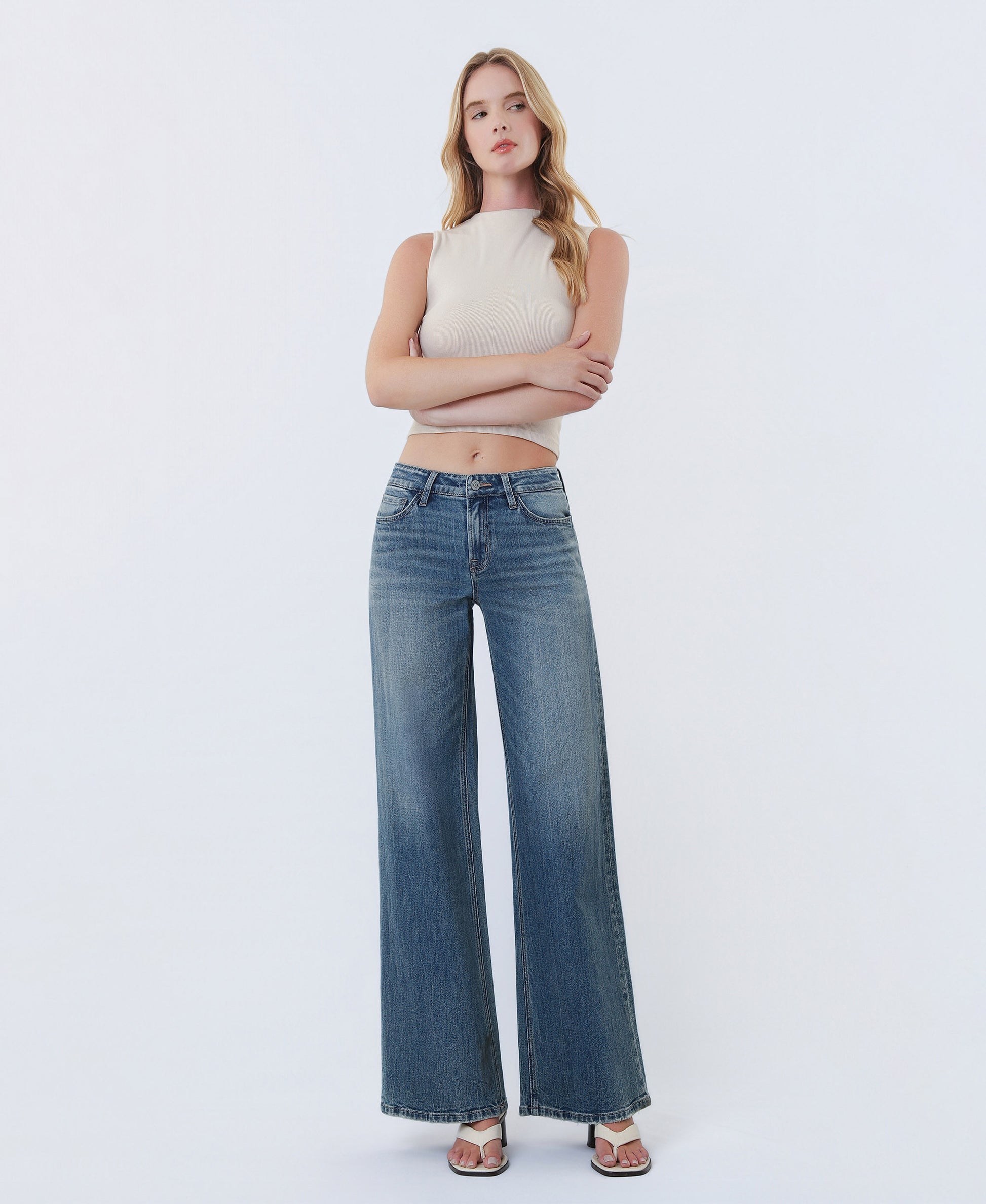Front product images of Spiritual - Mid Rise Wide Leg Jeans