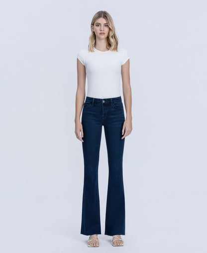 Front product images of Periwinkle - Mid Rise Raw Hem Tinted Bootcut Jeans