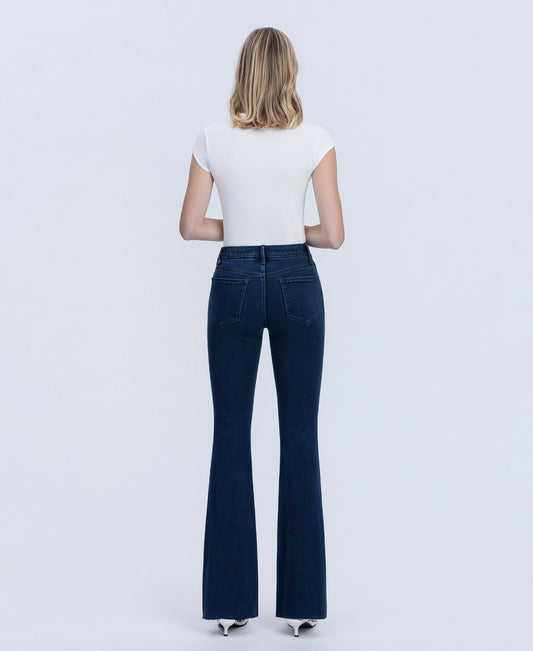 Back product images of Periwinkle - Mid Rise Raw Hem Tinted Bootcut Jeans