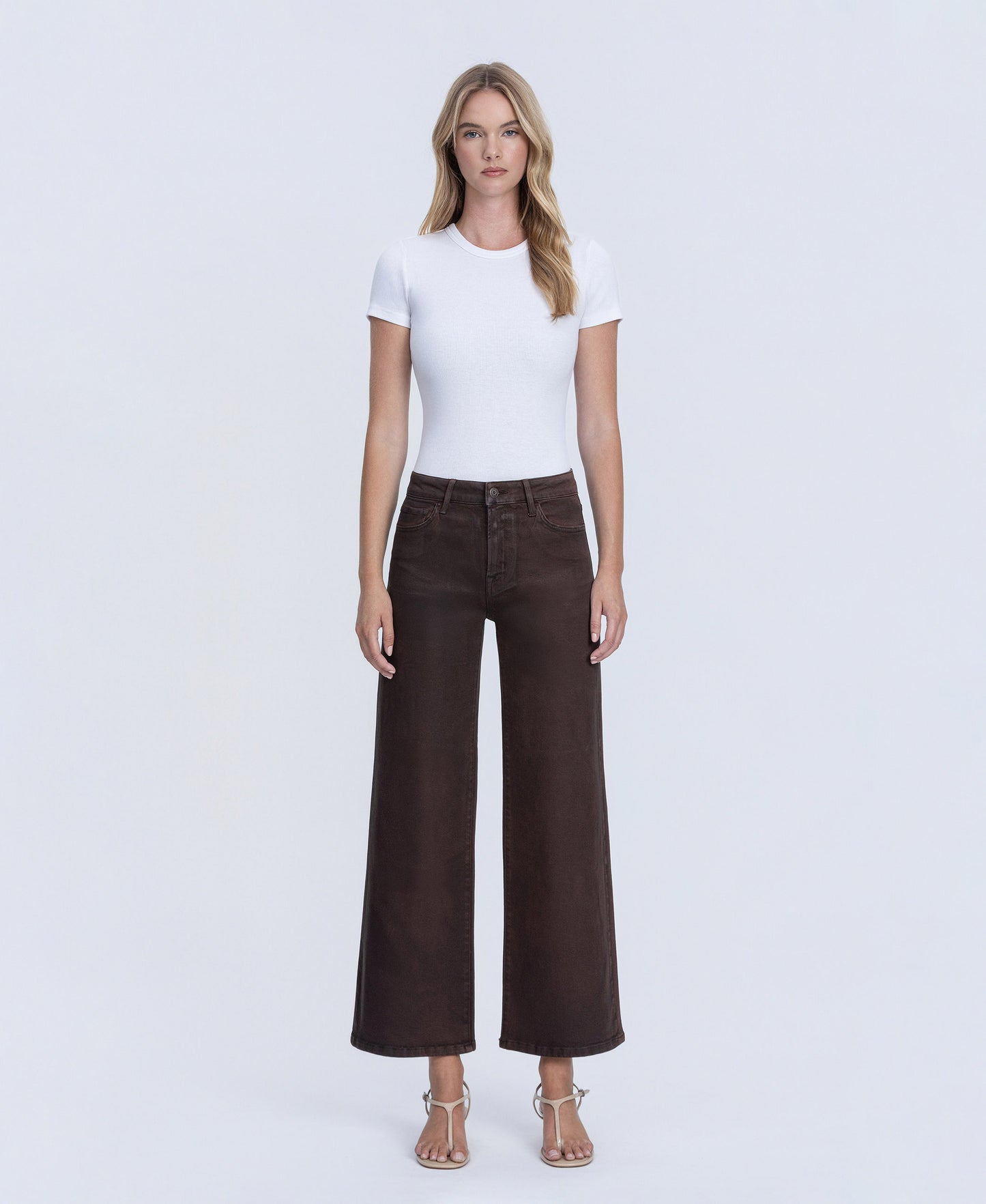 product Chicory Coffee - High Rise Coated Wide Leg Jeans
