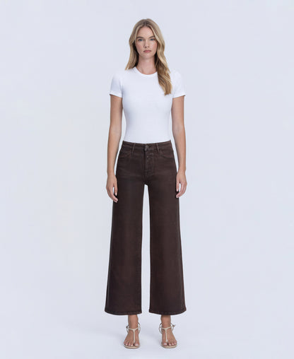 product Chicory Coffee - High Rise Coated Wide Leg Jeans