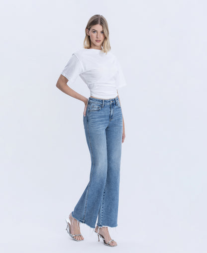 Right 45 degrees product image of Lively - High Rise Distressed Slit Hem Vintage Flare Jeans
