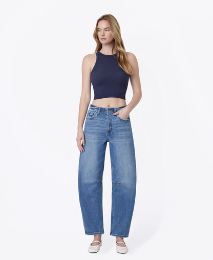 Front product images of Stirring - Super High Rise Ankle Barrel Jeans