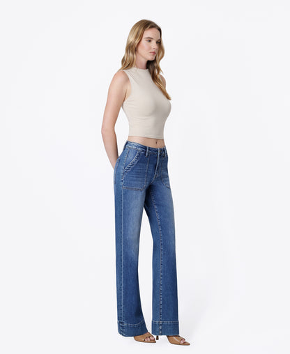 Right 45 degrees product image of Truculent - High Rise Patch Pocket Vintage Flare Jeans