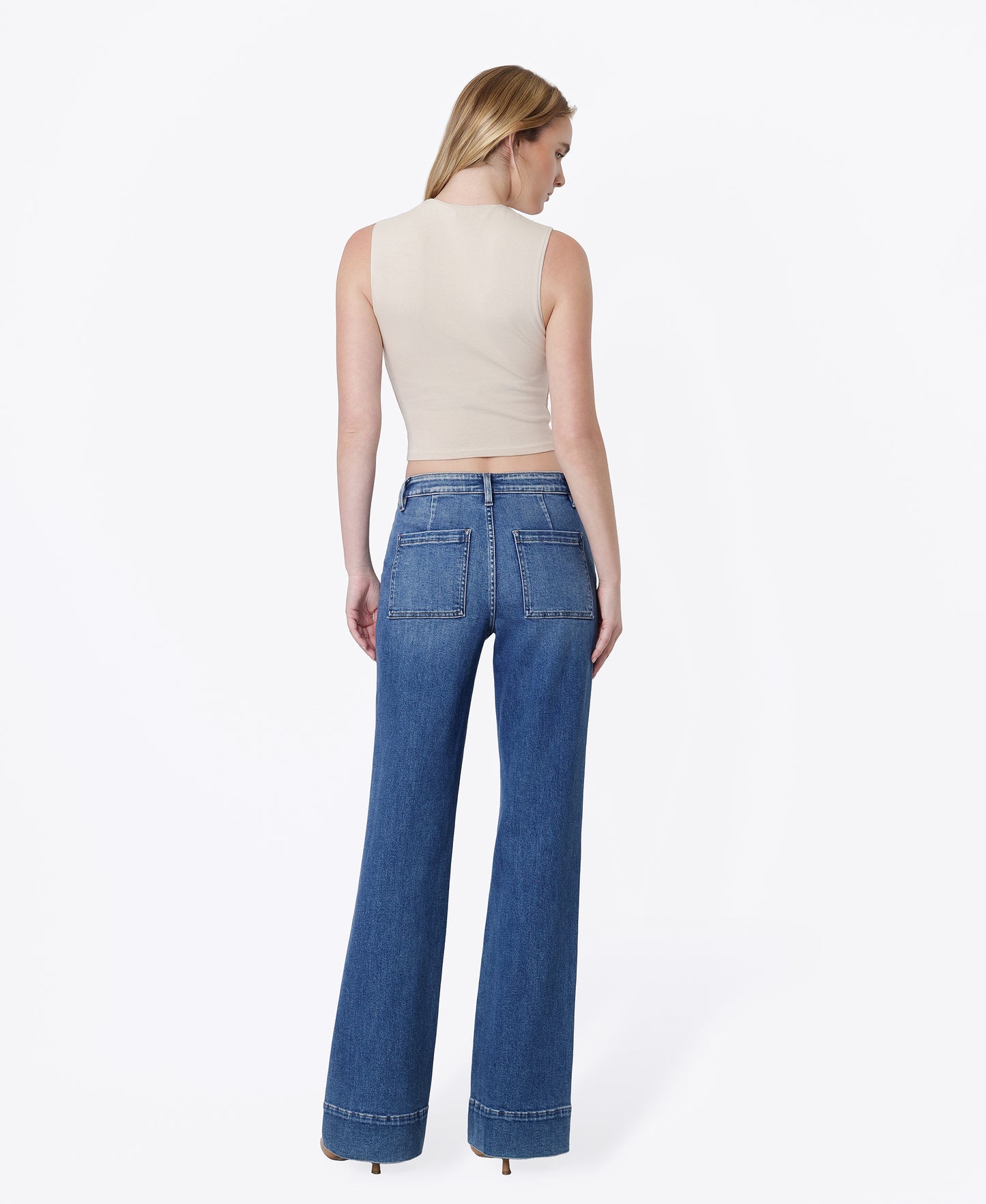 Back product images of Truculent - High Rise Patch Pocket Vintage Flare Jeans