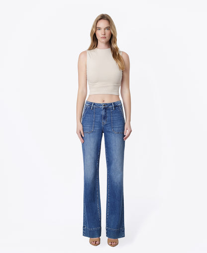 Front product images of Truculent - High Rise Patch Pocket Vintage Flare Jeans