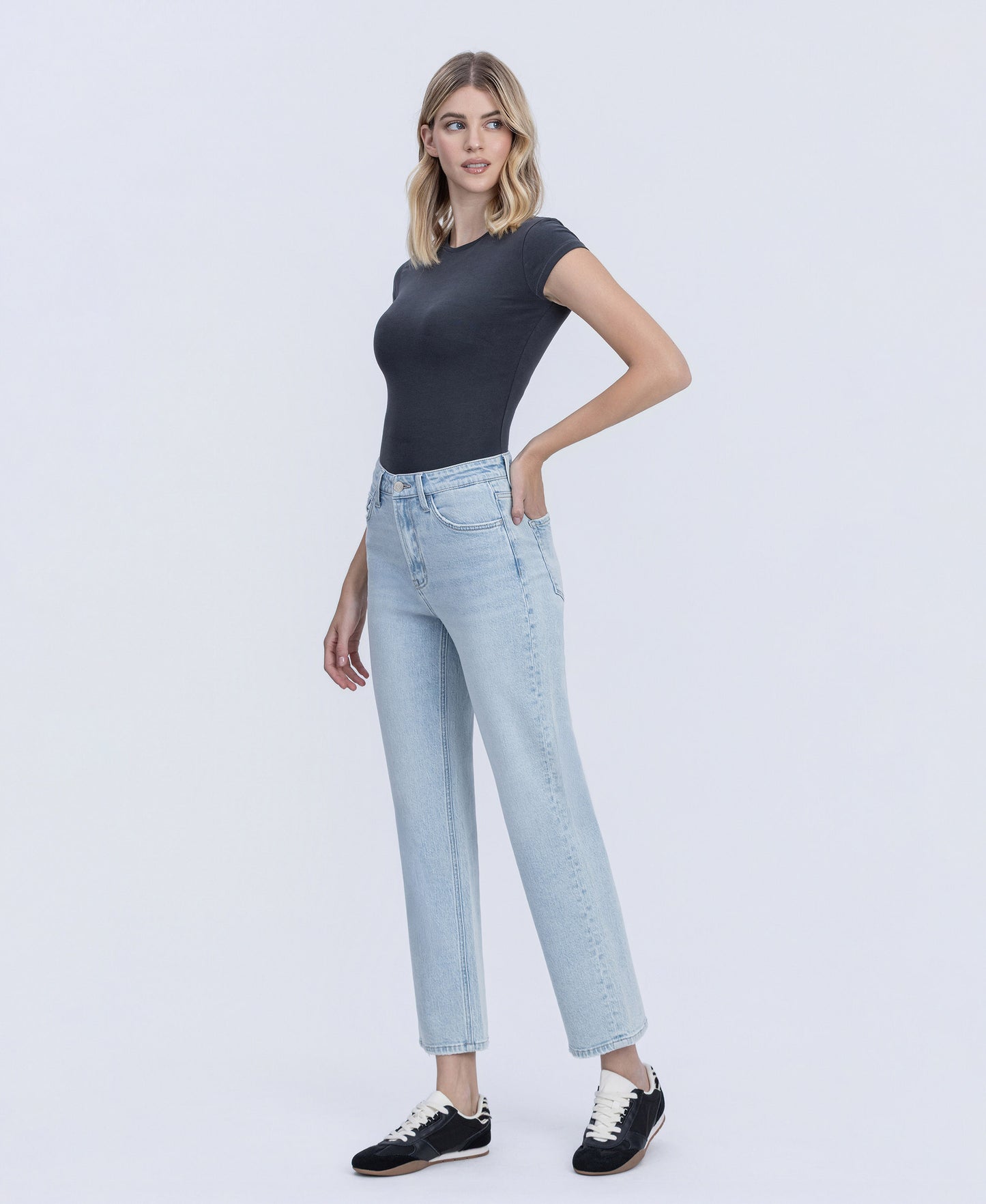 Left 45 degrees product image of Heartache - Super High Rise Tapered Leg Jeans