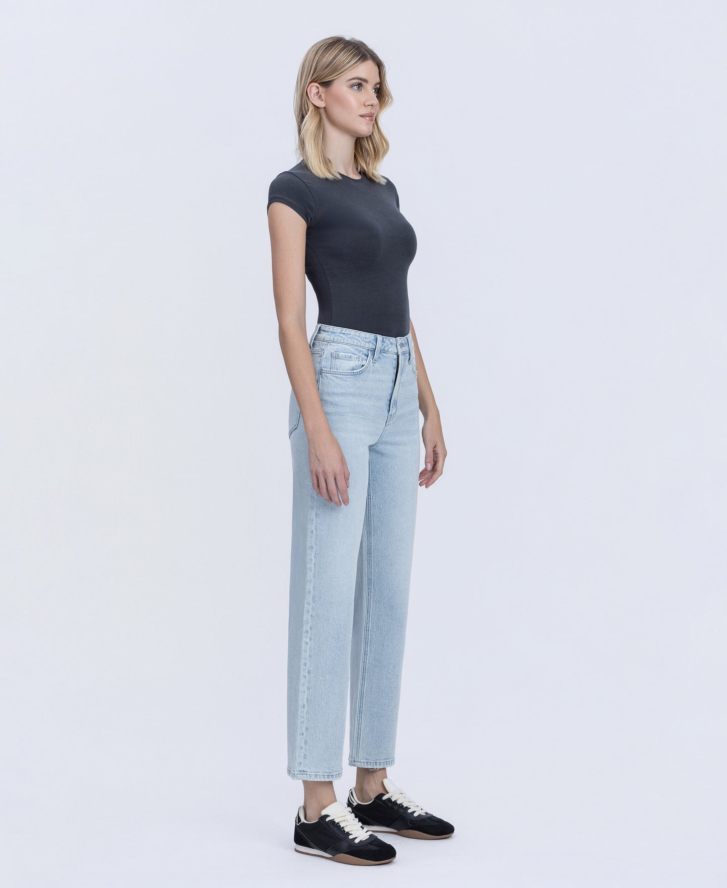 Right 45 degrees product image of Heartache - Super High Rise Tapered Leg Jeans