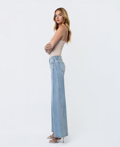Left 45 degrees product image of Sulphur Springs - Mid Rise Twisted Seam Palazzo Jeans