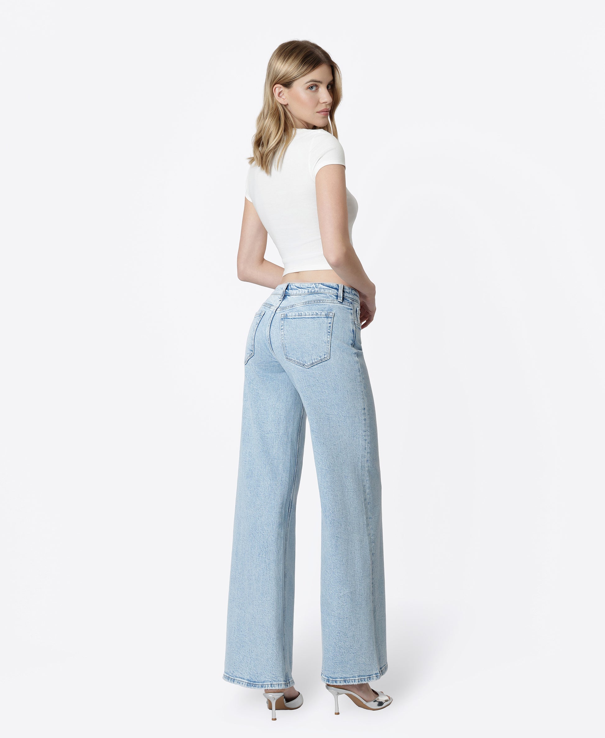 Back product images of Psychedelic - Mid Rise Full Length Wide Leg Jeans
